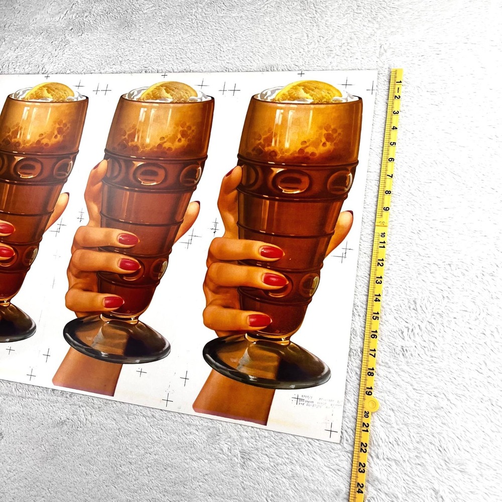 1950s Milkshake Hand Vintage Flat Sheet 3 Die Cut Cardboard Soda Fountain‎ Diner - Picture 3 of 12